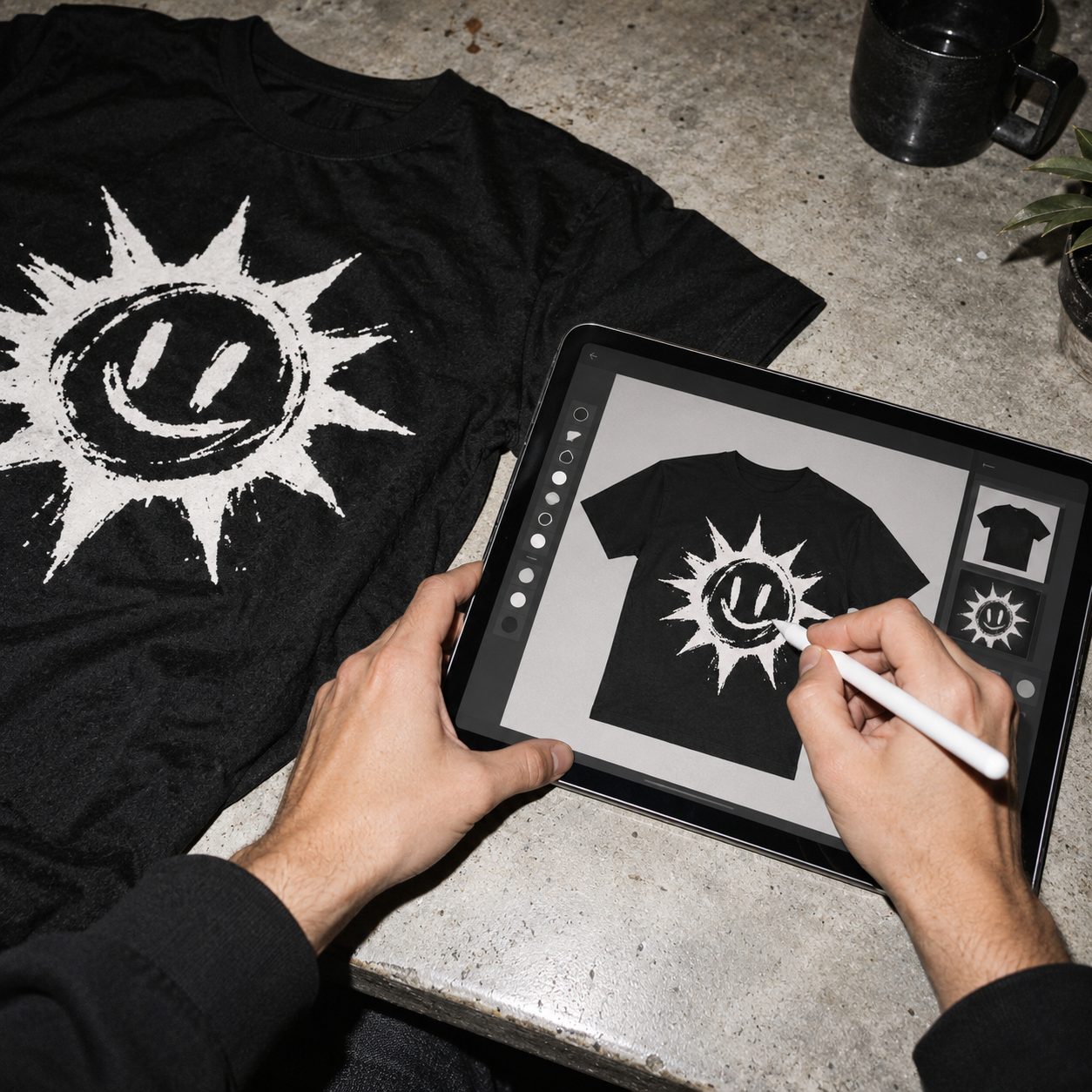 Drawing a graphic that appears live on a tee